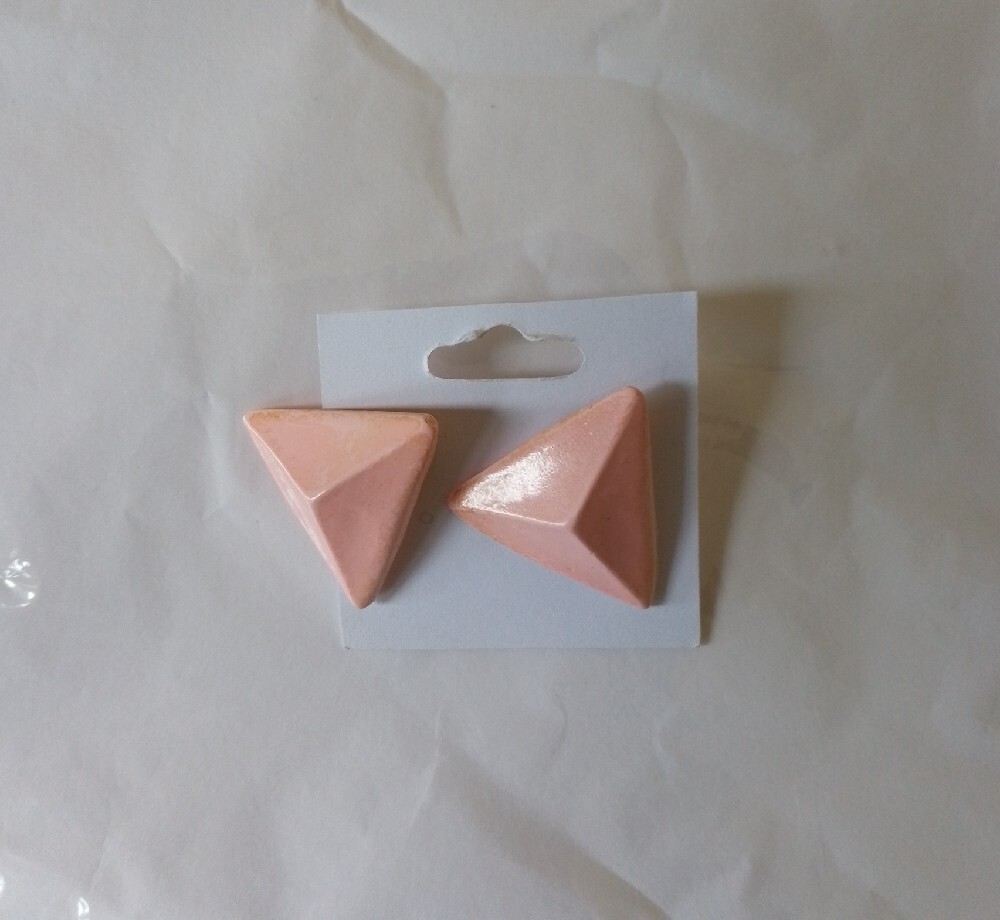 Vintage 1980's Geometric Triangle Pink Earrings Valley Girl